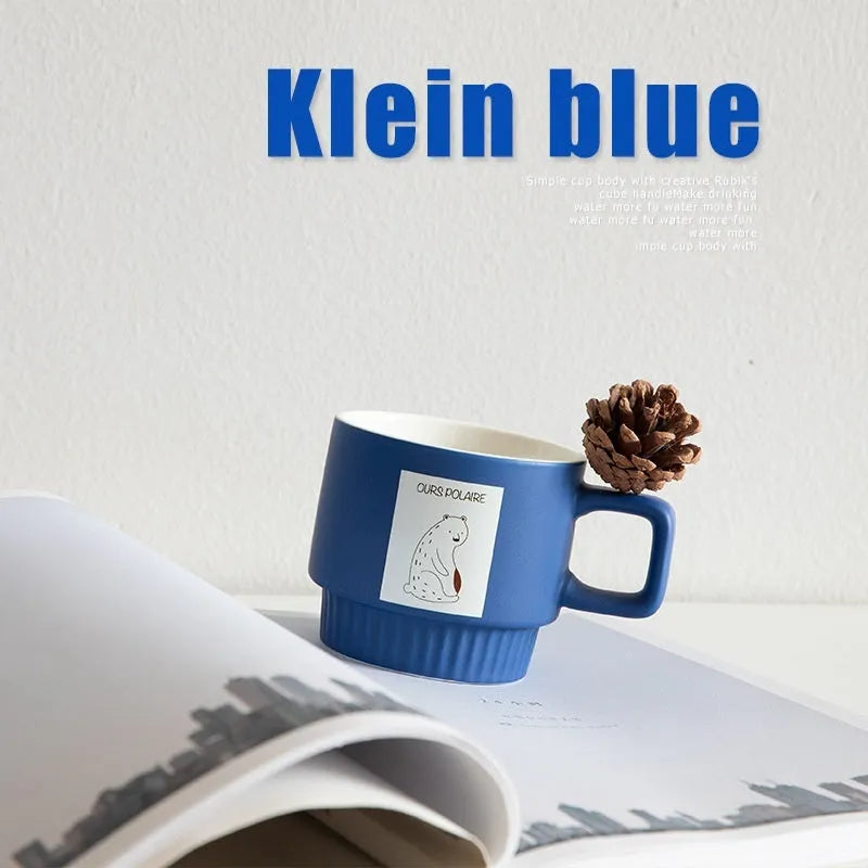 Klein Blue French Animal Coffee Cup Ceramic Latte Art Drinking - Bellarte Enchanté Klein Blue French Animal Coffee Cup Ceramic Latte Art Drinking